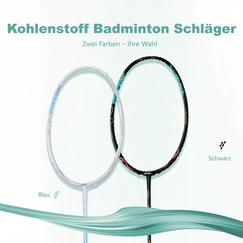 Professional Badminton Racket, Carbon Fiber Badminton Sets 5U Ultra-Light High Tension Racket with 2 Handgrips &1 Bag-1915 Pro Black (Strung)