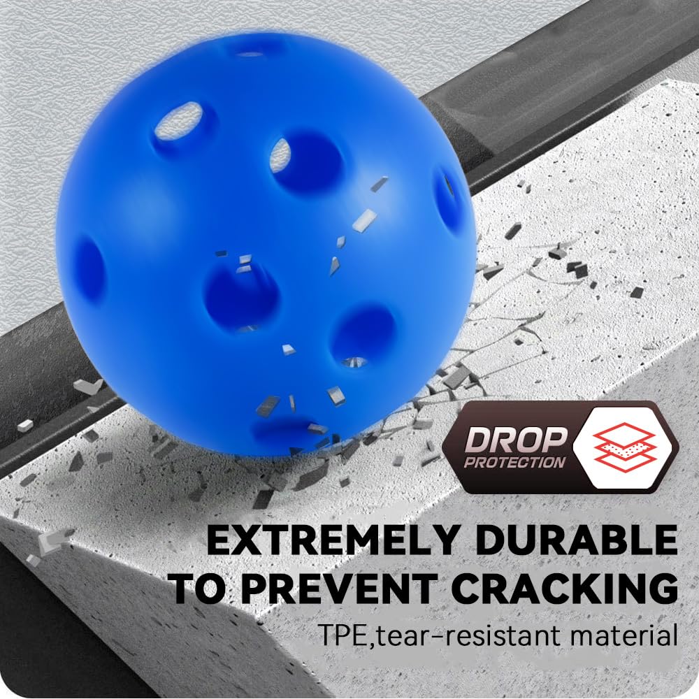 Fizzazzle Indoor Pickleball Set - 6 Pack 26 Holes - USAPA Standard - High Resilience & Durability Blue Balls