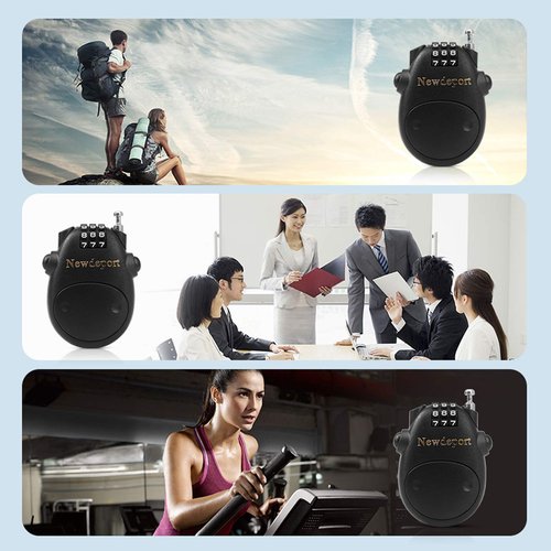 2′5″Retractable Cable Lock - High-Security 3-Digit Combination Lock for Bike, Ski, Surfboard & Stroller - Compact Portable Travel Lock for Helmet, Luggage & Scooter - Keyless & Resettable
