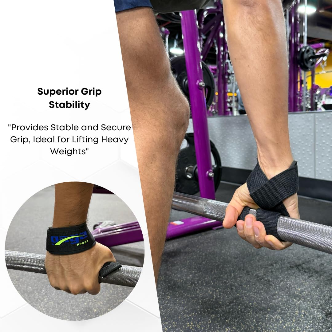 Gagasport Wrist Straps for Weightlifting – Cotton Gym Straps for Strength Training, Powerlifting, Deadlifts & Workout – Lifting Straps for Men & Women (Black)