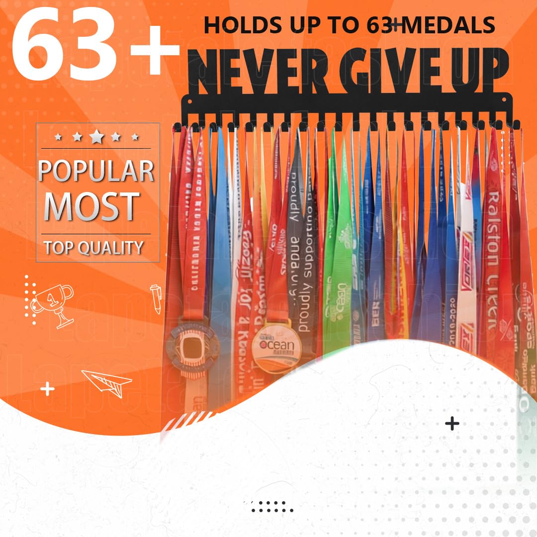 Lapetale Fashion Medal Hanger Holder Display Rack Award Ribbon Organizer for Race,Running,Soccer,Gymnastic,Wrestling,Upgraded Hooks Easy Install Easy to Use Common Slogans Normal Font
