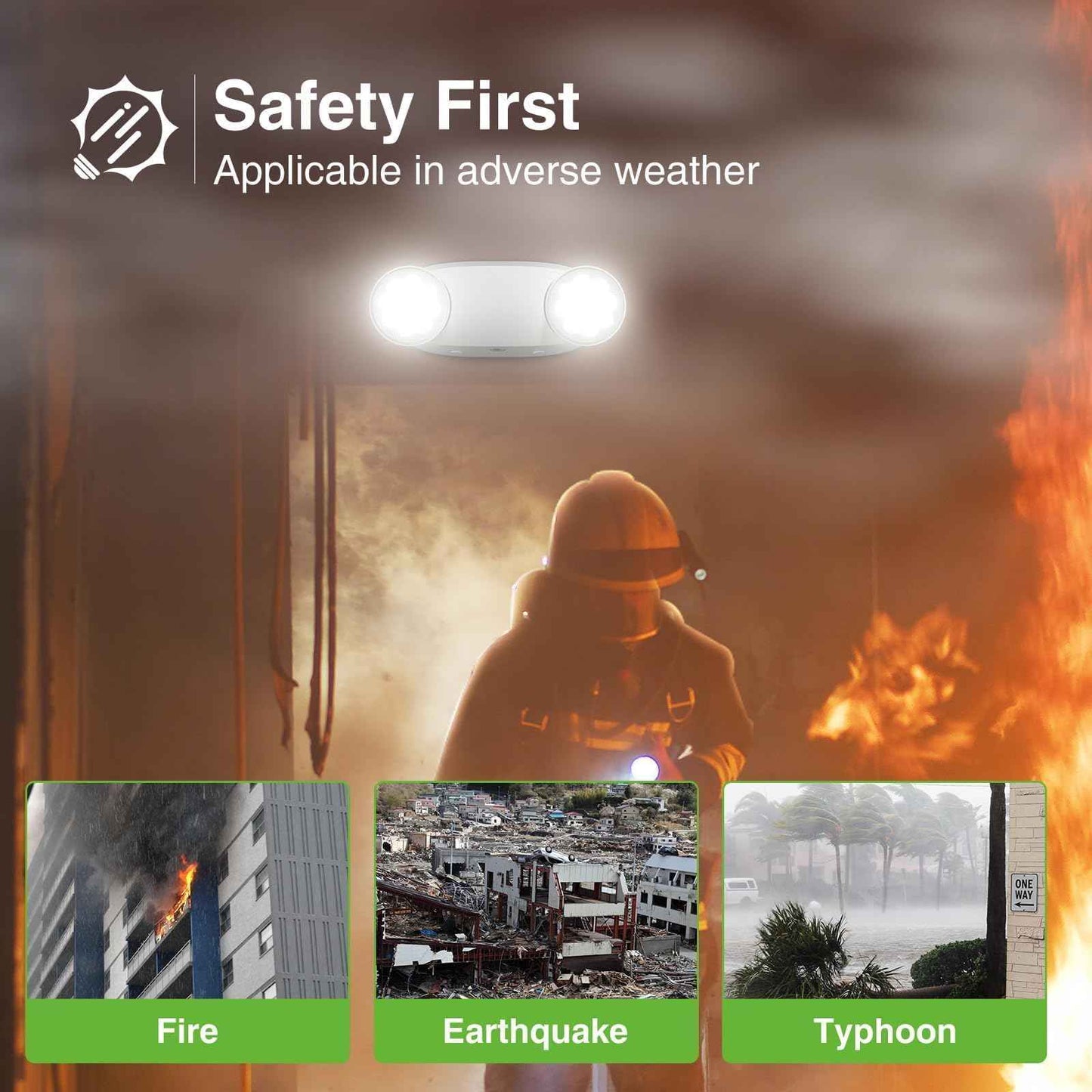 FREELICHT 4 Pack Emergency Lights for Business, with Battery Backup,Hard Wired, UL 924 Certified,AC 120/277V,Two Head Adjustable LED Emergency Lighting