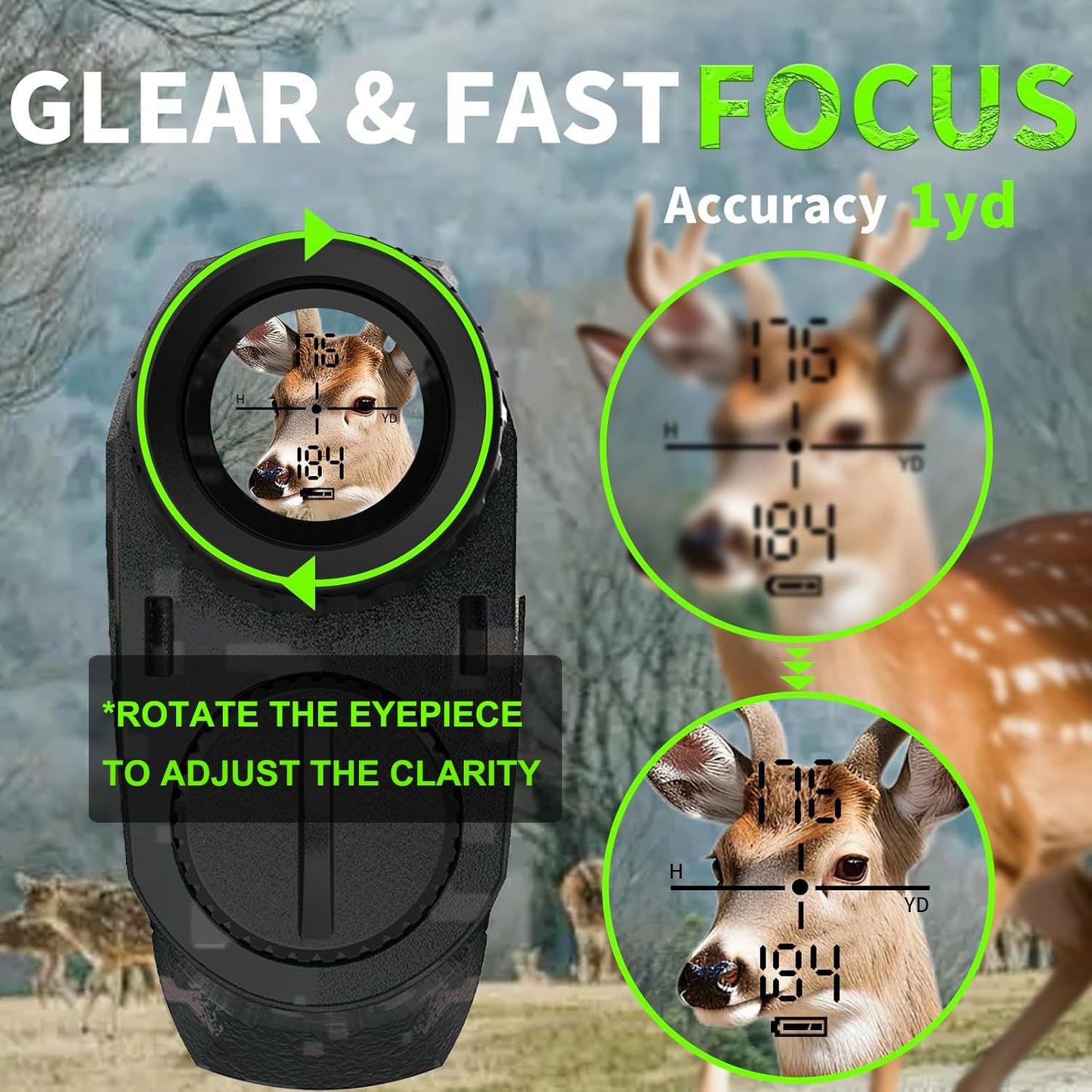 Rangefinder for Hunting with Slope Laser Range Finder Shooting for Turkey and Deer Rifle Range Finder Hunt Hunting Gifts for Men Golfing 1000YD