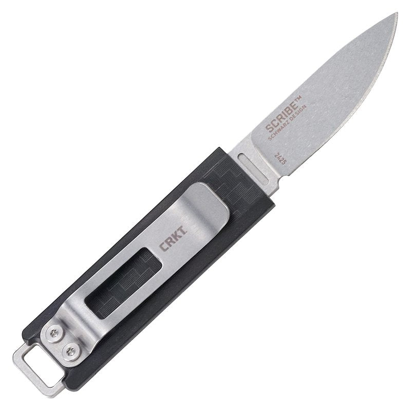 CRKT Scribe Fixed Blade Knife with Sheath: Stainless Steel Plain Edge Blade, Glass-Reinforced Nylon Handle, Pocket Clip, 2425