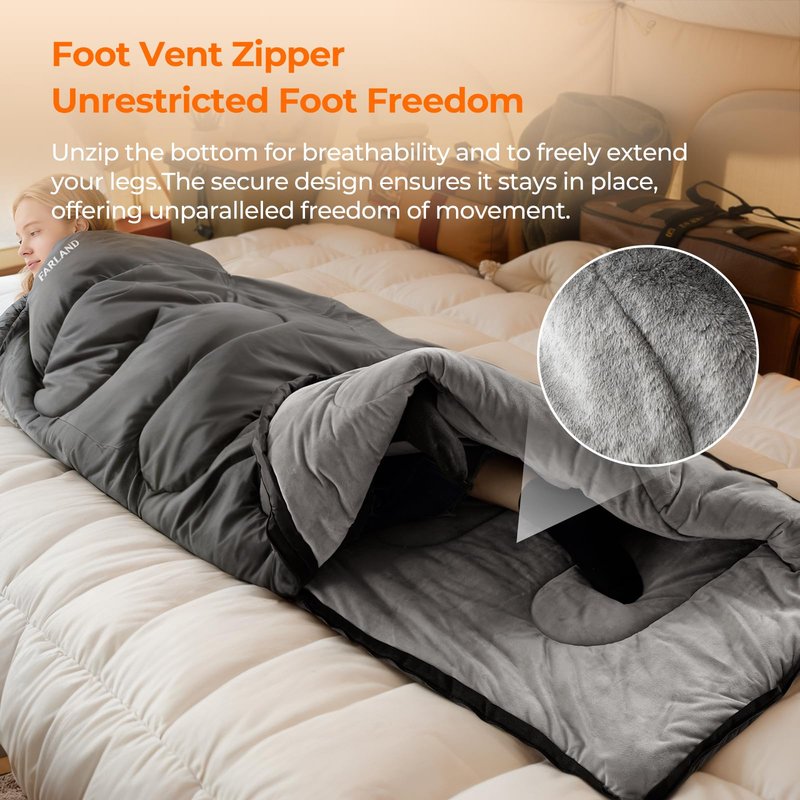 FARLAND Sleeping Bag for Adults, Cold Weather & Warm Plush Fleece-Lined Interior - Portable Waterproof Windproof with Compression Sack for Camping Hiking Traveling Indoor & Outdoor