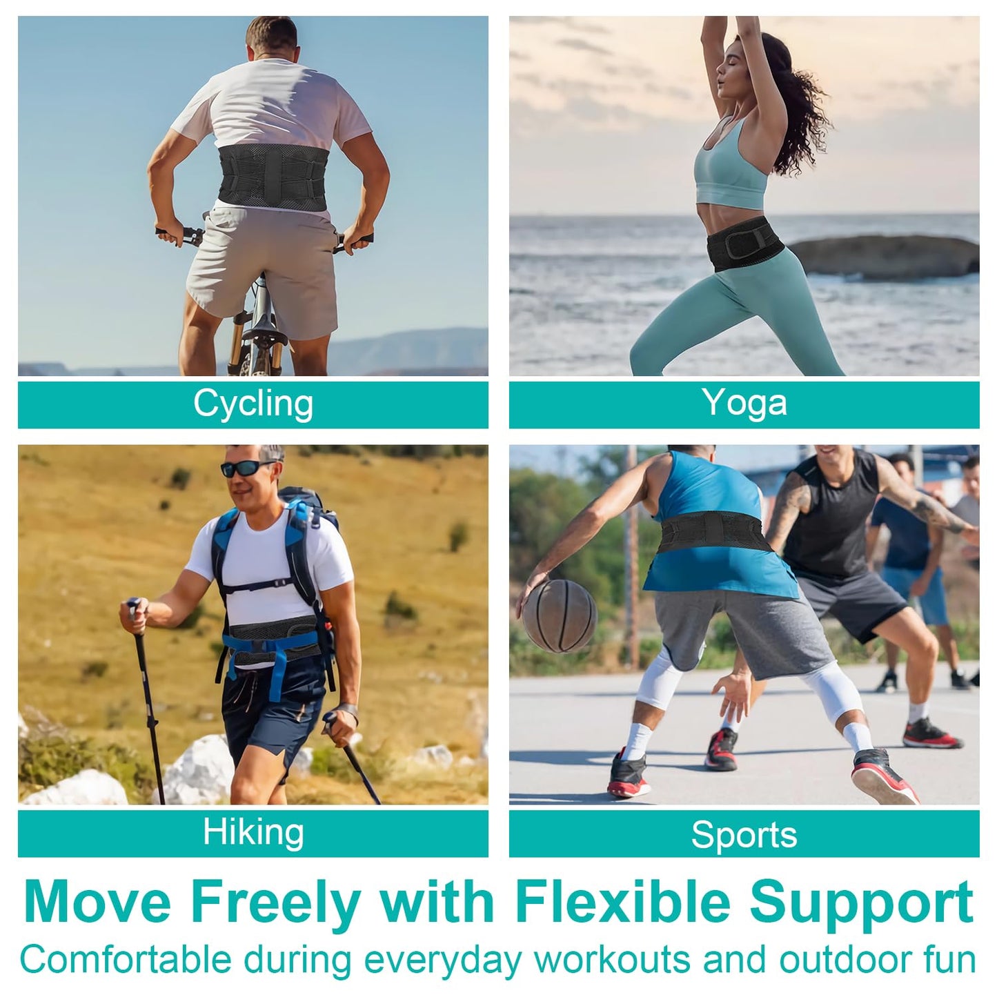 Breathable Back Brace for Lower Back Pain Relief – Lightweight Mesh Lumbar Support Belt with Dual Adjustable Straps, Thin Under-Clothes Back Support for Everyday Work & Housework for Men & Women