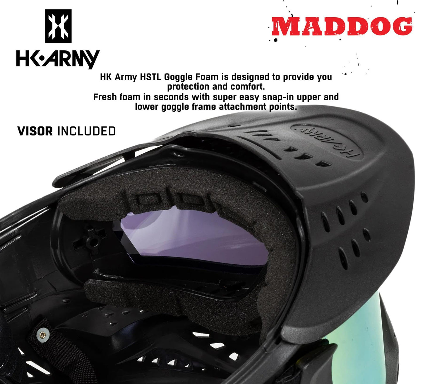 Maddog HK Army HSTL Paintball Airsoft Mask Goggle System | Replaceable Thermal Dual-Pane Anti Fog Lens | Adjustable Full-Face Safety Certified Protection - Black with Gold Lens