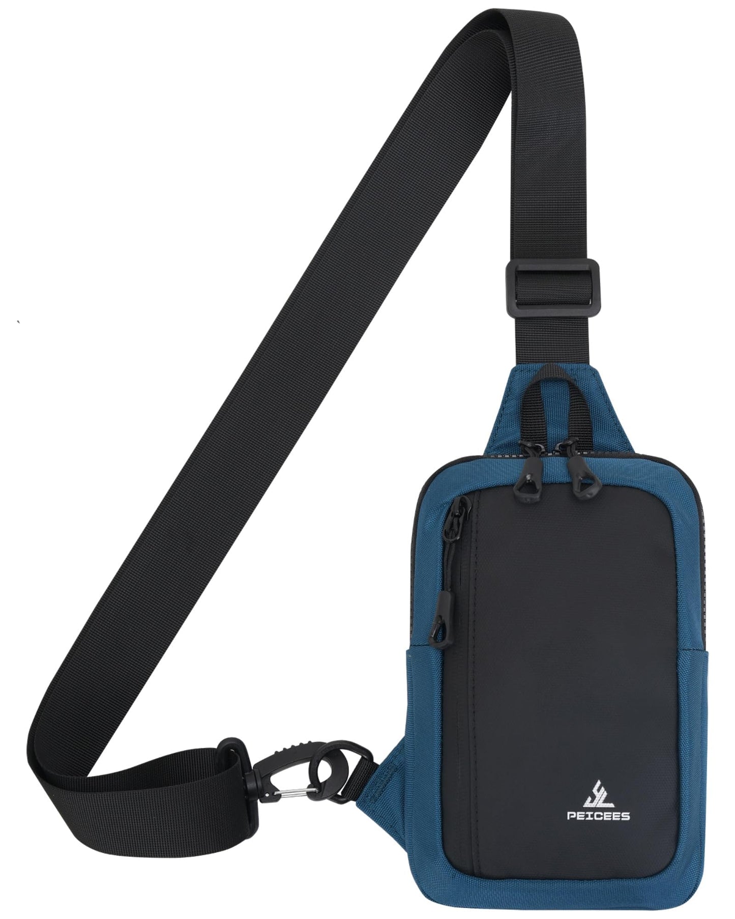 Peicees Small Crossbody Sling Bag Chest Bag Dual Pocket Water Resistant Fanny Pack Running Phone Holder for Men Women Workout Travelling, Blue