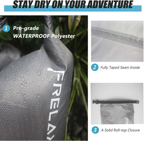 Frelaxy Dry Bags - Ultralight Waterproof Sacks for Hiking, Camping & Kayaking | 3-Pack/5-Pack