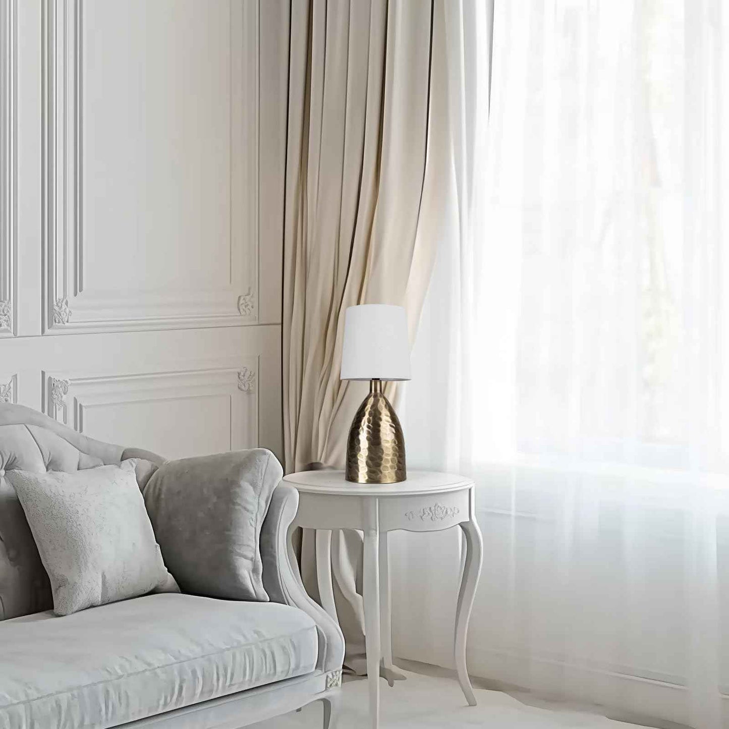 Touch Lamps for Nightstand, Gold Bedside Lamp Touch Control for Bedroom with Linen Shade, Mid Century Modern 13 inch Small Table Lamp for Living Room with E26 Bulb Included (Bronze 13" - 2 Pack)