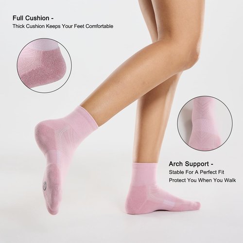 CS CELERSPORT 6 Pack Women's Ankle Socks with Cushion, Sport Athletic Running Socks, Colorful, Medium