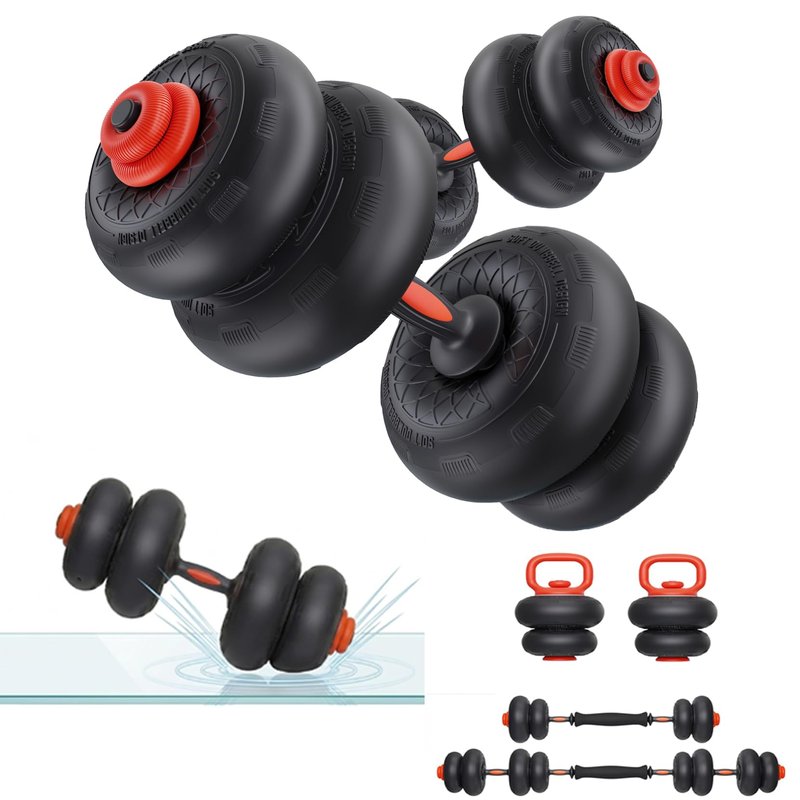 Yoleo Adjustable Dumbbell Set, 45Lbs Free Weight Set with Silent Anti-Collision Air Cushion with Connector, 5-in-1 Dumbbells Set Includes Barbell, Kettlebells, Push up Stand, Weight Plate, Exercise & Fitness Dumbbells Weight Set for Home Gym Suitable Men/