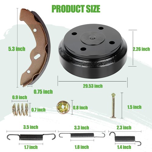 10L0L Golf Cart Rear Brake Drum Repair Kit for Club Car DS 1995-Up and Precedent 2004-Up, Golf Cart Brake Drums, Brake Pads and Brake Shoes Spring Kit, OEM 101791101, 10603, 1018232-01