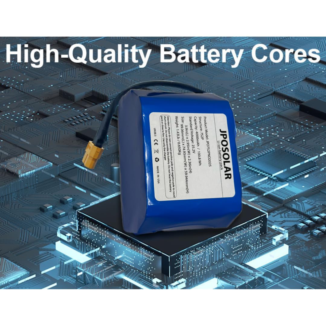 JPOSolar 18650 Lithium-ion Battery Pack 25.2V 4Ah 7S2P/100.8Wh Rechargeable Battery with XT60 Plug. The Battery can be Used in Any Device That Supports The Battery Specifications.