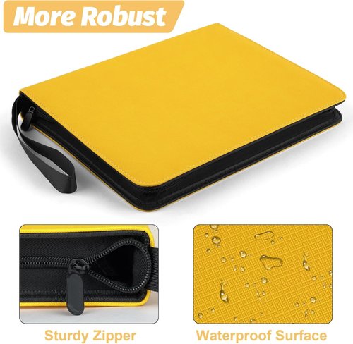 GERMUN 9 Pocket Card Binder - Premium Zip Trading Card Album for MTG, TCG & Sports Cards | Yellow