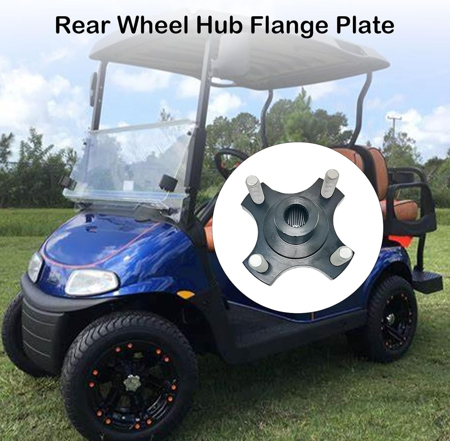 LOSTAR Rear Wheel Hub Flange Plate with Nuts Fit for 2008-Up EZGO RXV Gas & Electric Golf Cart, Axle Hub Assembly Replaces 604112/615604(Driver and Passenger Side)