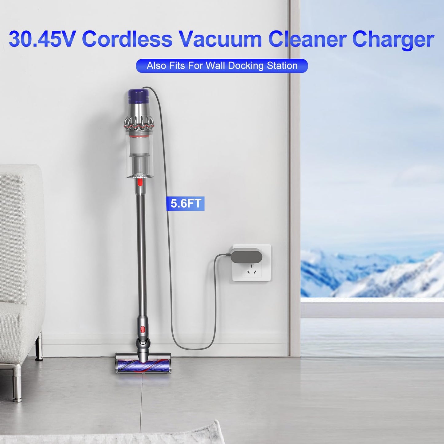 30.45V Vacuum Charger Compatible with Dyson V10 V11 V15 V12 SV12 SV14 SV15 SV16 SV20 SV22 Cyclone Animal Motorhead Absolute Trigger Cordless Vacuum Cleaner 217160-02 969350-02 969042-01 Power Cord