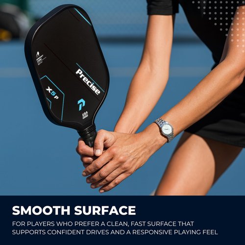 Precise Pickleball Paddle – USAPA Approved – Smooth (Power & Speed) & Textured (Spin & Control) Surfaces – Lightweight Core, Comfort Grip – for Indoor & Outdoor Play – Blue, Smooth (Power & Speed)