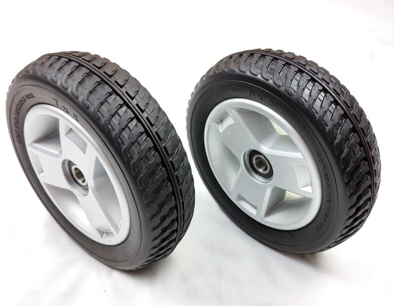 Mobility scooter replacement wheel,7"x2",Flat-Free Front Wheel,Tri-Spoke Rim for 4-Wheel Go-Go Elite Traveller (SC44E) & Go-Go LX with CTS (S54LX) Scooters (WHLASMB1868),W/bearing,Silver+Black,1Pr