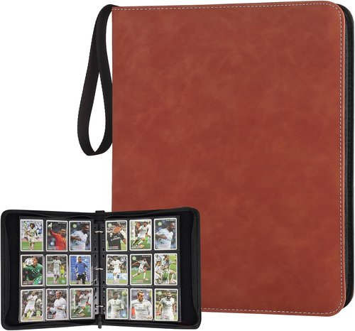 GERMUN 9 Pocket Card Binder - Premium Zip Trading Card Album for MTG, TCG & Sports Cards | Brown