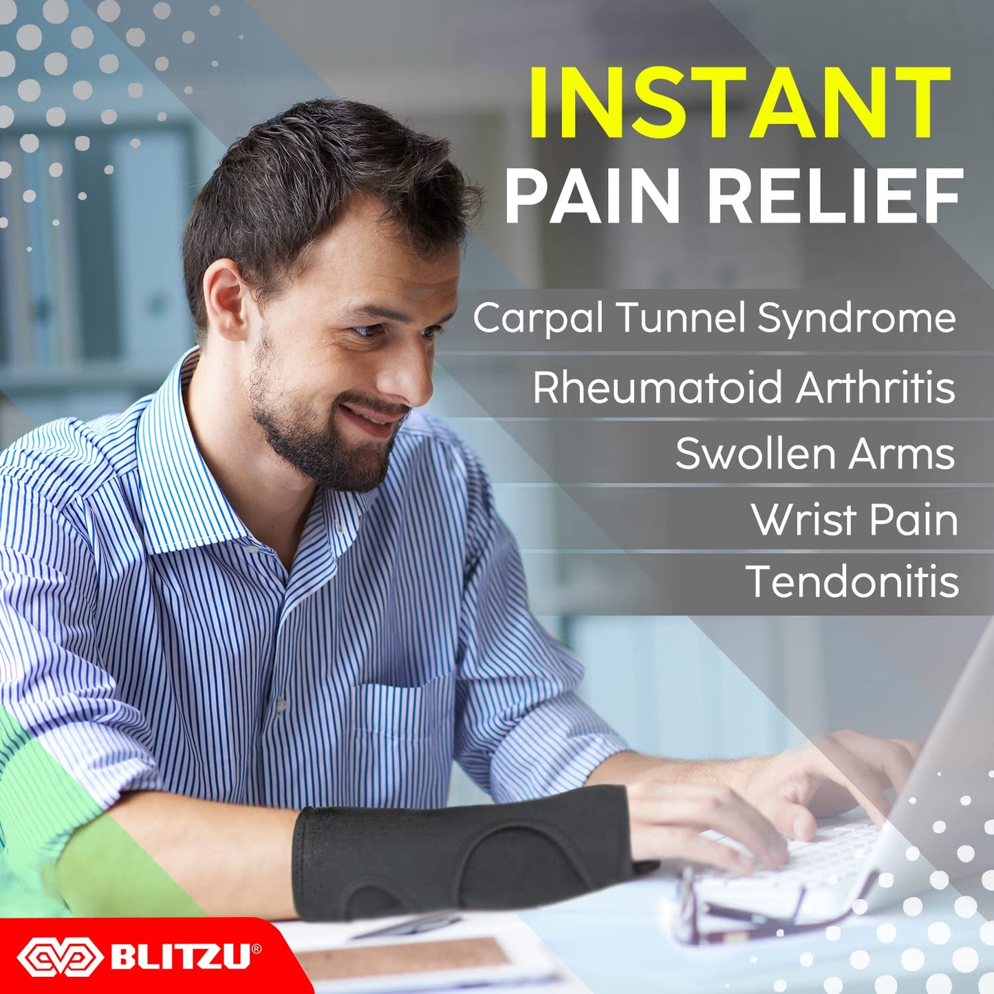 Carpal Tunnel Wrist Brace Night Support with Splint Stabilizer & Palm Cushion, Adjustable and Fits Both Hands, Helps Relieve Tendinitis Arthritis Pain when Sleep, Reduces Recovery Time for Men Women