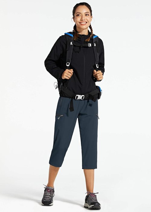 Libin Women's Capri Pants - Lightweight Quick-Dry Cargo Design with Zipper Pockets | Ideal for Hiking & Travel