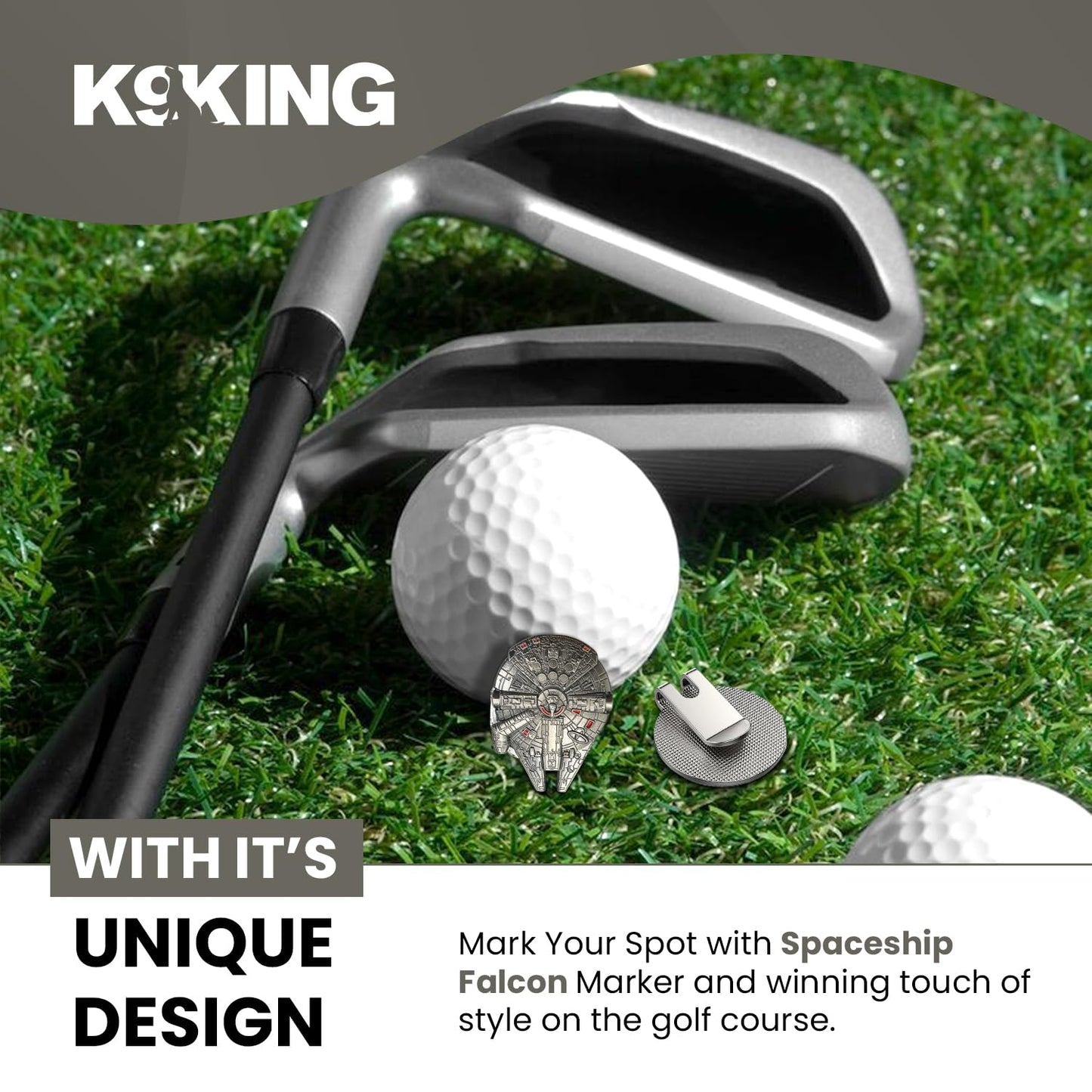 K9King Ultimate Star War Falcon Golf Ball Marker | Golf Ball Marker Set | Premium Accessories for Enhanced Golfing Fun and Funny Golf Gifts for Mens (Falcon-Ballmarker)