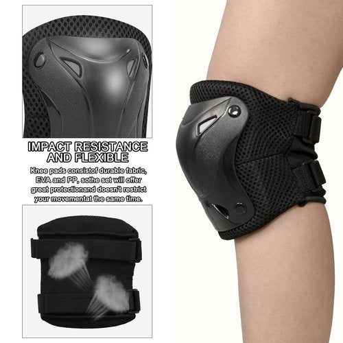 AIDY-PRO Roller Skate Pads Adult Knee And Elbow Pads For Roller Skating, Wrist Guards Skateboarding Protective Gear Adult Knee Pads For Men Women Skating Pads L