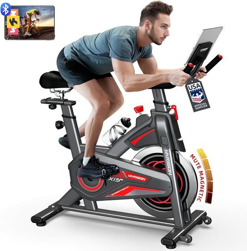 HARISON Exercise Bike - Magnetic Stationary Indoor Cycling with Adjustable Resistance & APP Connectivity | 380lb Capacity