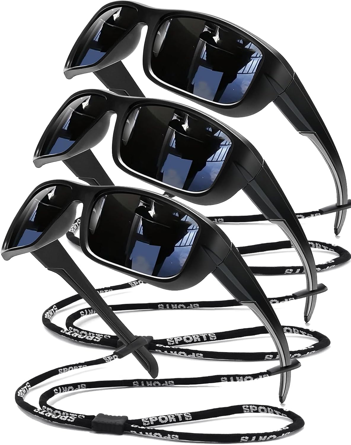 Skiennix Polarized Sports Sunglasses - UV400 Protection, Wrap Around Frame | 3-Pack for Cycling & Fishing