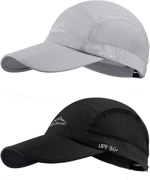 ELLEWIN Unisex Baseball Cap - Foldable Sports Hat with UPF 50+ Protection | 2 Pack