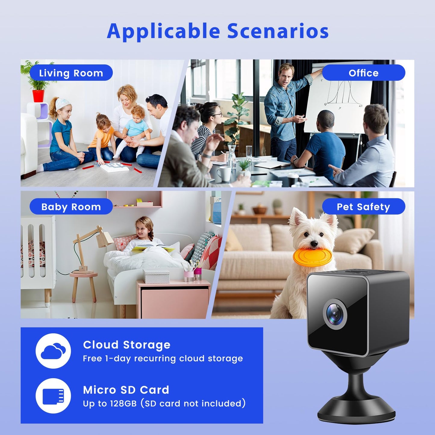 Mini Wireless Security Camera, 1080P HD Small Magnetic Home WiFi Micro Camera Nanny Cam with Motion Detection, Cloud & SD Storage, Night Vision, Tiny Cameras for Home Pet Baby Office Indoor Outdoor