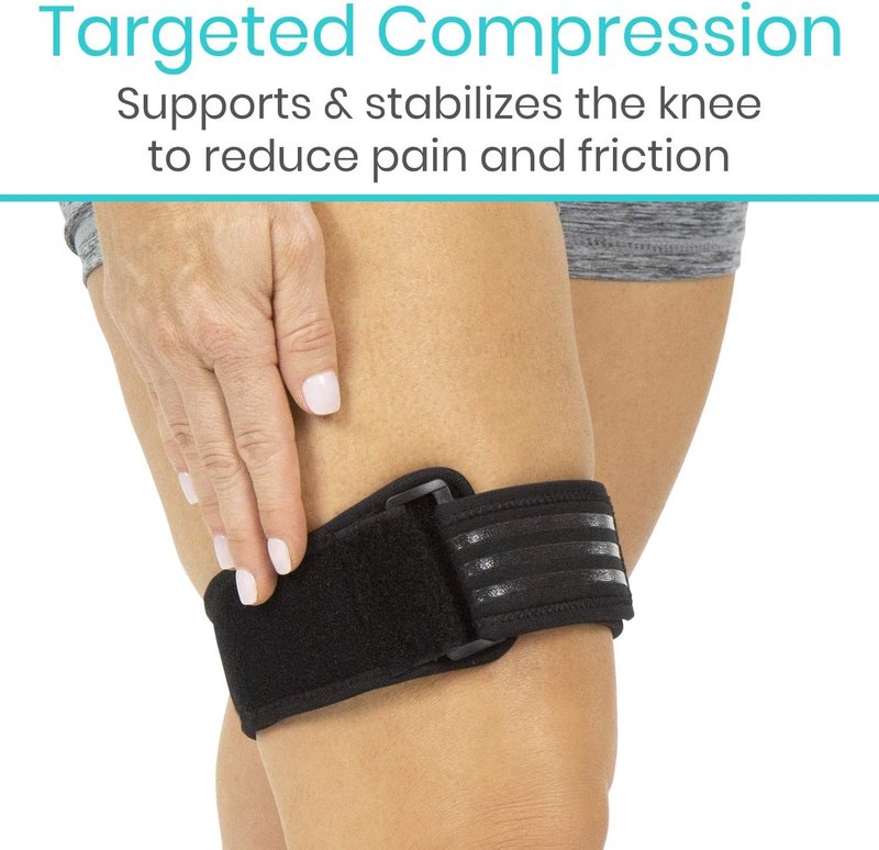 Vive IT Band Strap - Iliotibial Band Compression Wrap - Outside of Knee Pain, Hip, Thigh & ITB Syndrome Support - Neoprene Brace for Running and Exercise - Athletic Stabilizer for Men, Women