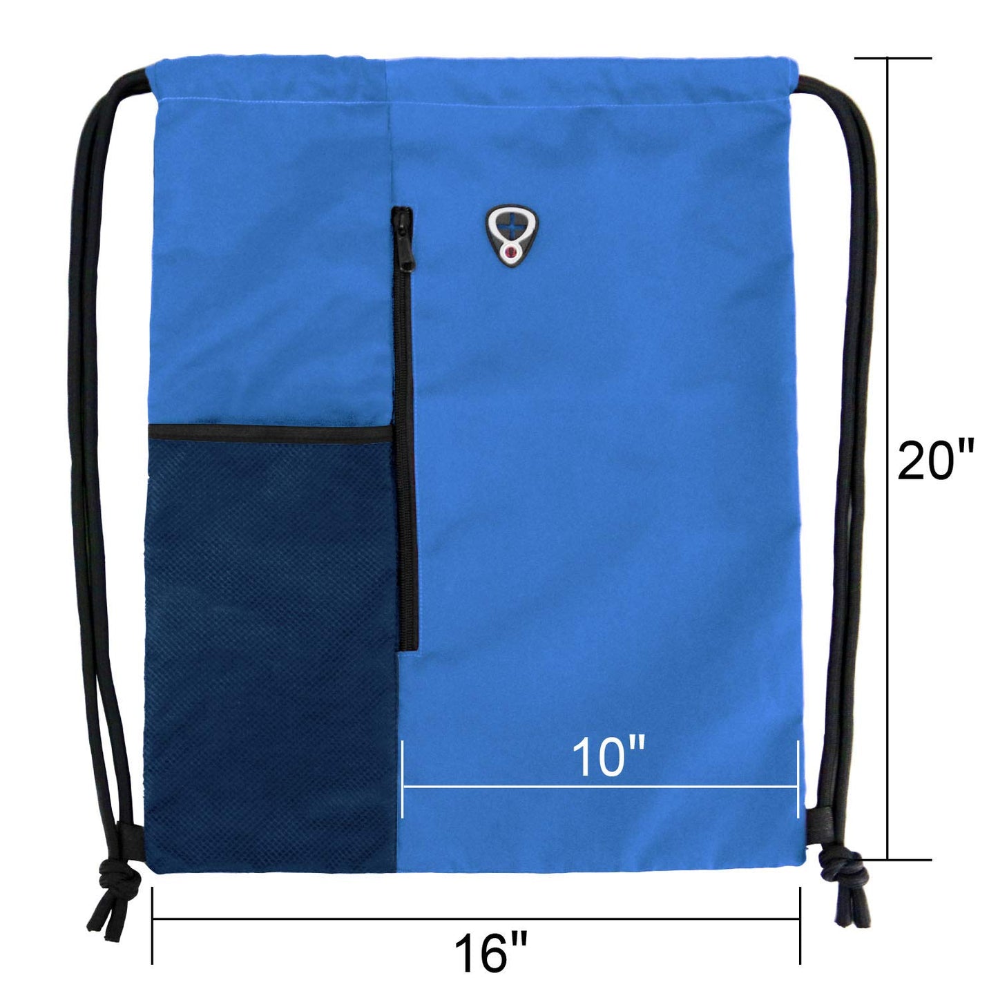 BeeGreen Royalblue Draw Strap Backpack For Men With Water Bottle Pocket &Front Zippered Pocket Large String Bags For Traveling Yoga Beach Outdoor Gym