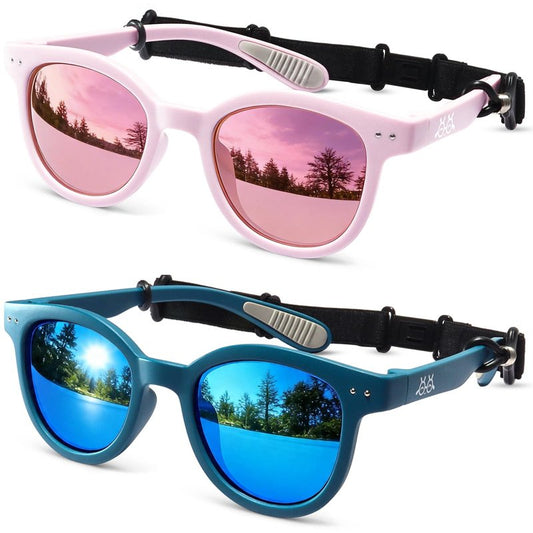 EYEBUDDY Kids Toddler Sunglasses Age 2-4/3-5 Boys Girls Polarized UV Protection Sun Glasses for Age 2-8 (Age 2-8/2-Pack, A8-Kids Sunglasses-Dazzling Pink & Dark Green)