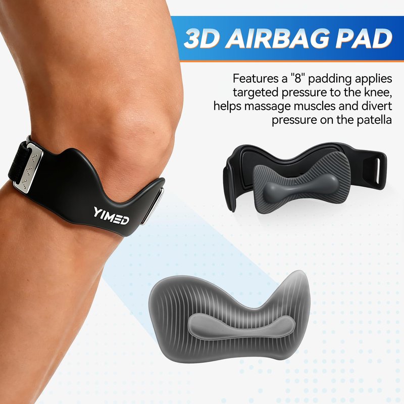 YIMED Silicone Patellar Tendon Support Strap, Adjustable Non-Slip Knee Brace Patella Strap Support, Knee Pain Relief Patella Band for Jumpers Knee, Tendonitis, Basketball, Tennis & Squats, Black