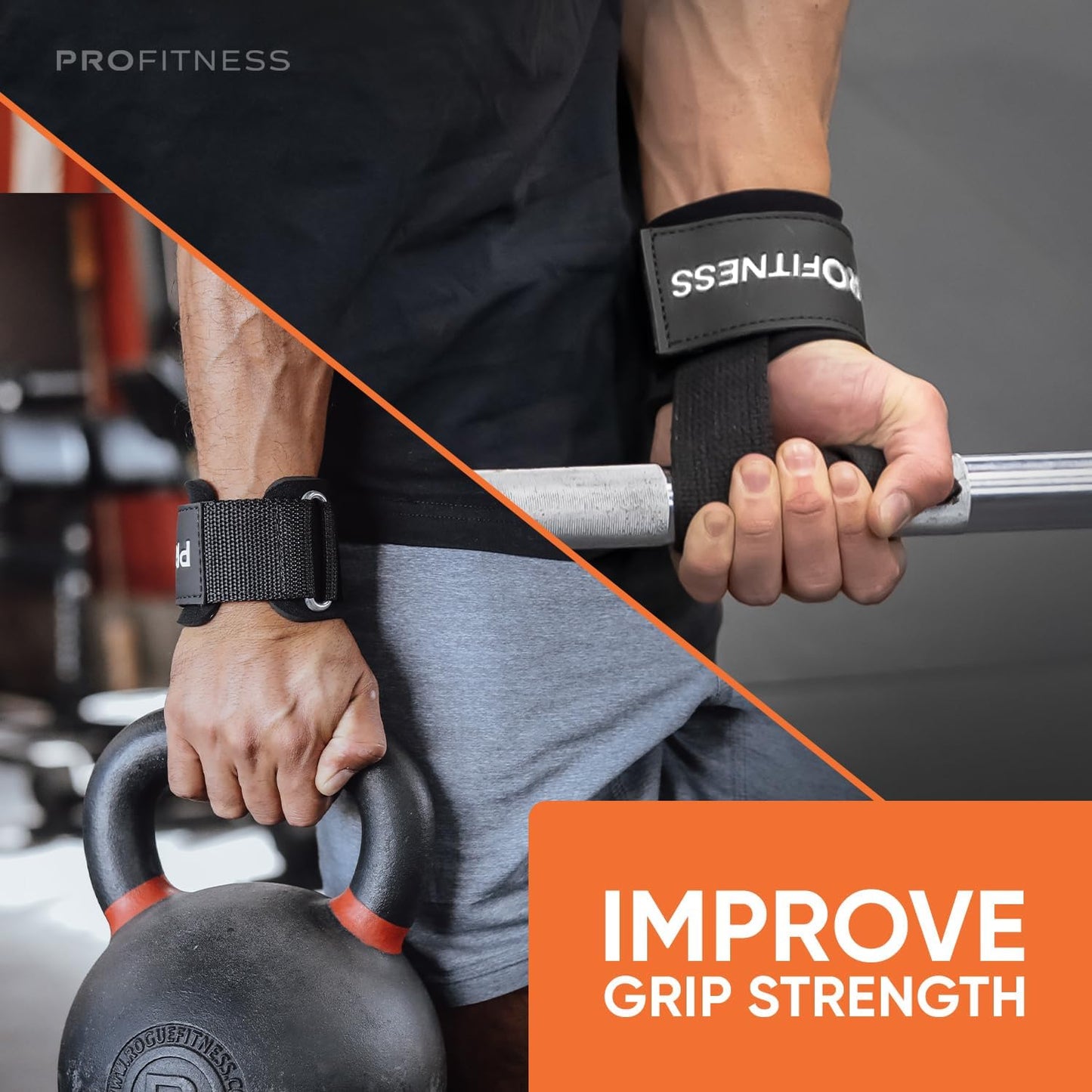 ProFitness Weight Lifting Straps - 10” Padded Neoprene Straps with Non-Slip Grip for Men & Women