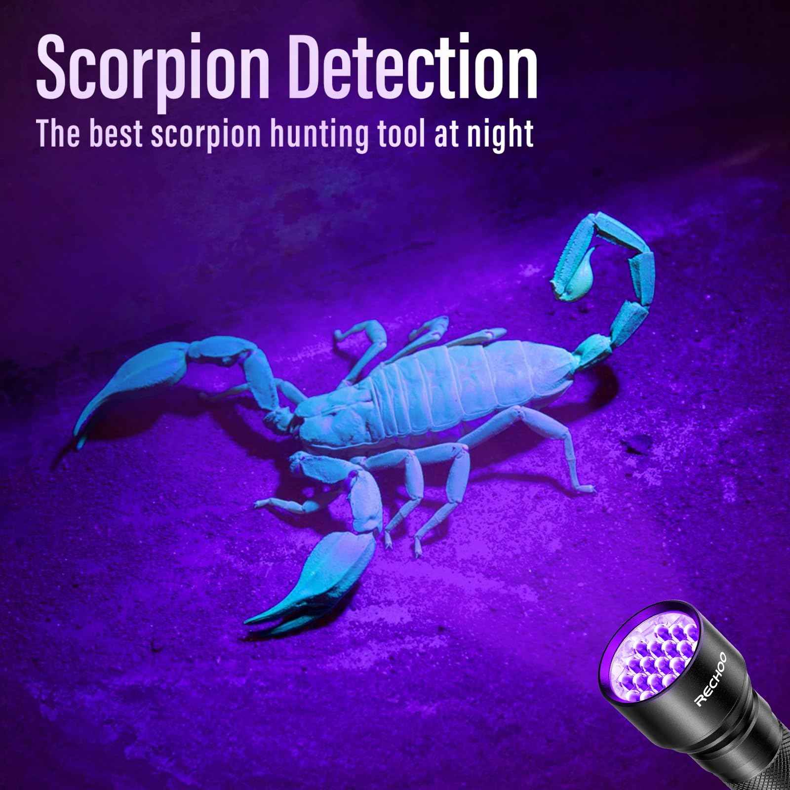 UV Flashlight Black Light 2 Pack, 21 LED 395nm Ultraviolet Rechargeable Flashlights UV Light, Waterproof Portable BlackLight Flashlights for Pet Urine Detection, Dry Stains, Bed Bug, Fluorescent Agent