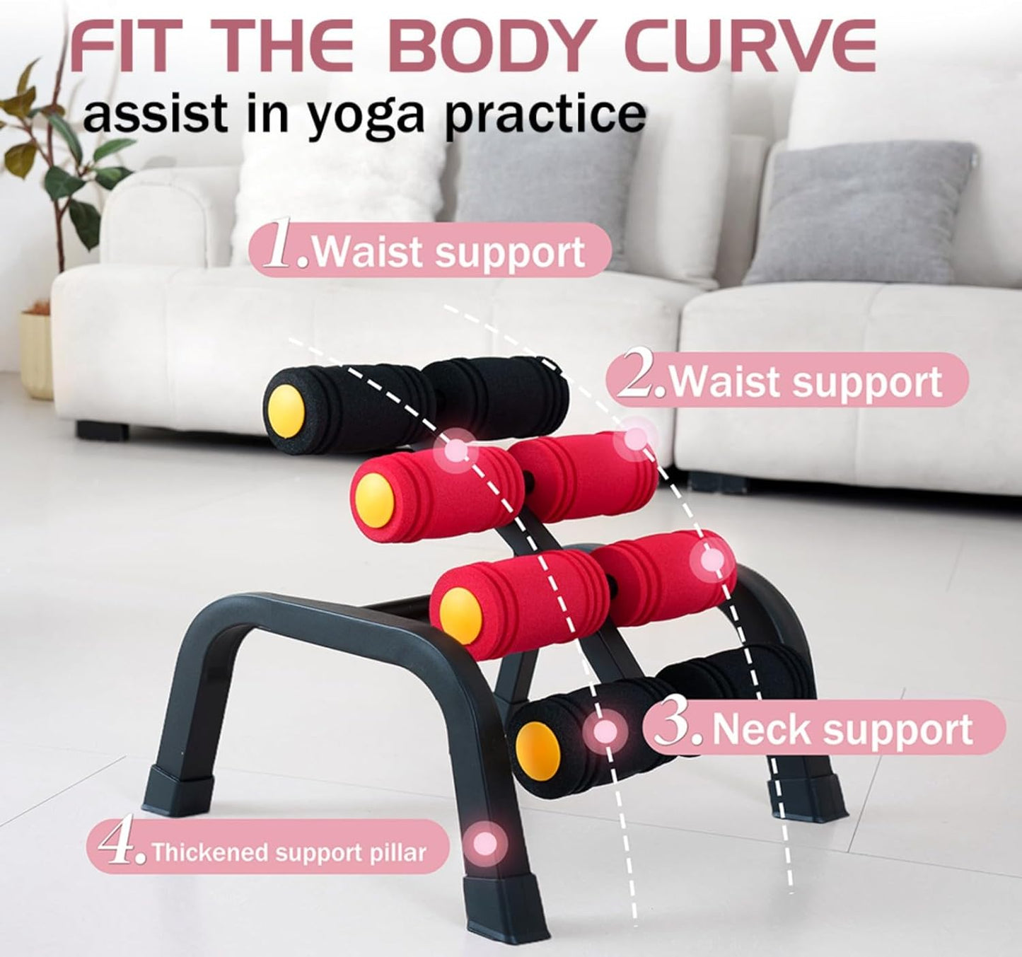Skiennix Foldable Back Extension Machine - Home Gym Sit-Up Equipment for Glute & Ab Workouts | Resistance Bands Included