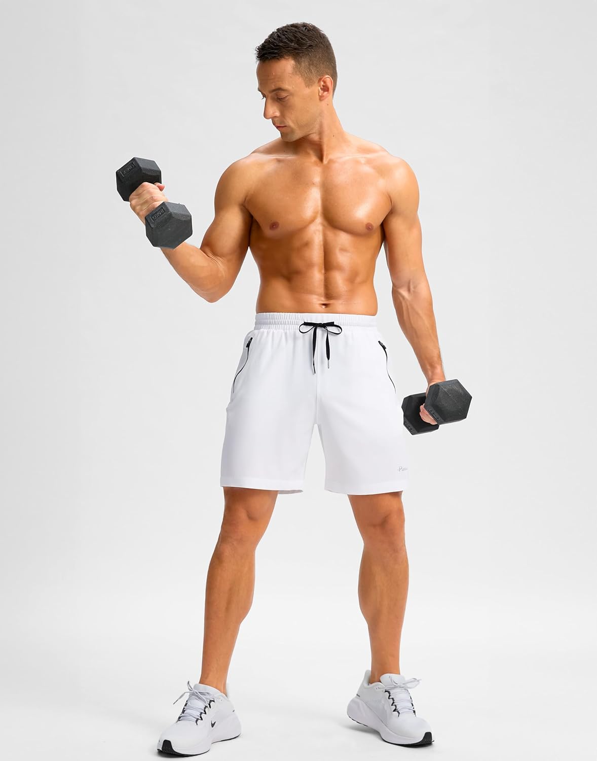 Pudolla Men's Athletic Shorts - Lightweight Quick-Dry Workout Shorts with Zipper Pockets | 5"/7"/9" Sizes