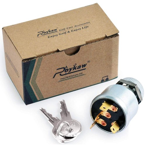Roykaw Golf Cart Ignition Switch and Key Starter Switch for EZGO 1981-up Gas/Electric (with Lights) 4-Prong OEM #33639G01