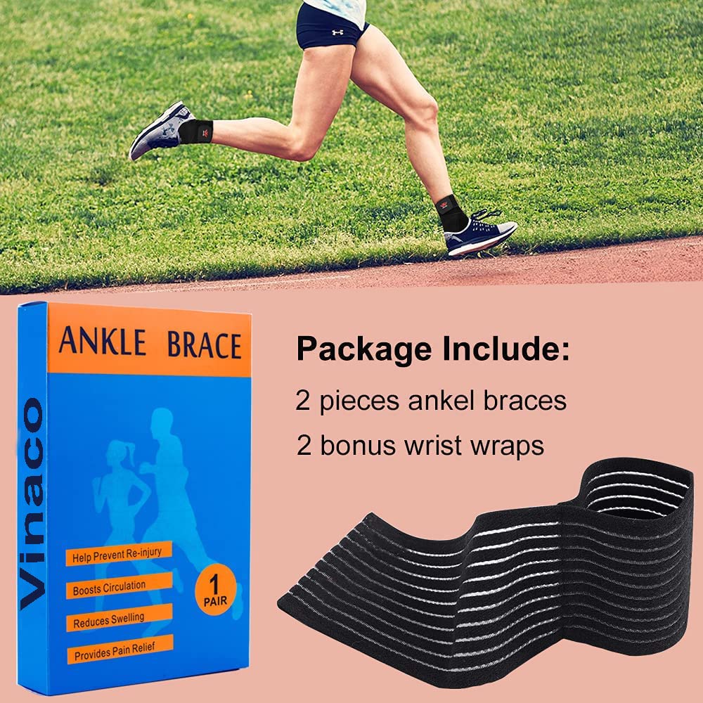 Vinaco Ankle Brace, 2 Pack Ankle Support for Sprained Ankle, Men & Women
