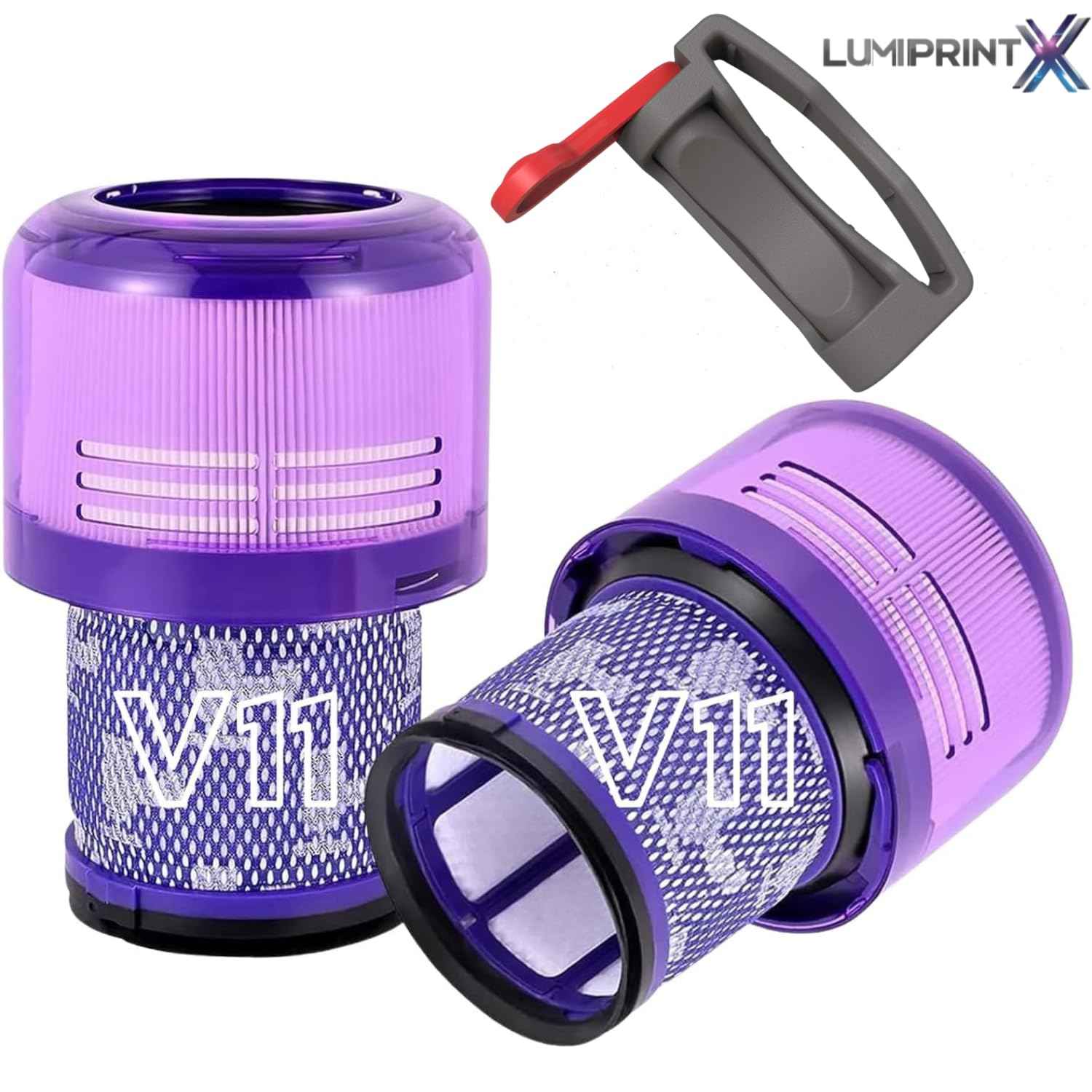 Dyson V11 Filter, 2-Pack Premium True HEPA Replacement Filters for Dyson V11, V11 Animal, V11 Completed/Absolute, Dyson-V15, V15 Filter, V15 Absolute/Submarine with Trigger Clamp, Part no. 970013-02