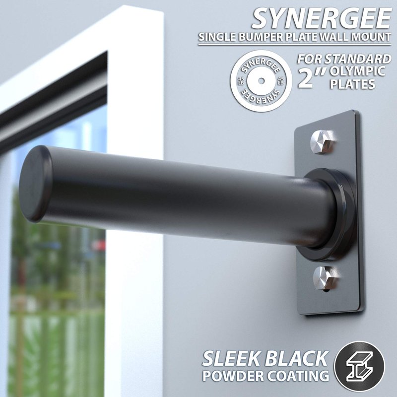 Synergee Weight Plate Storage Pegs. Wall Mounted Storage, 2" Opening Weight Holder. 275lb Capacity Gym Storage Rack. Double Peg.