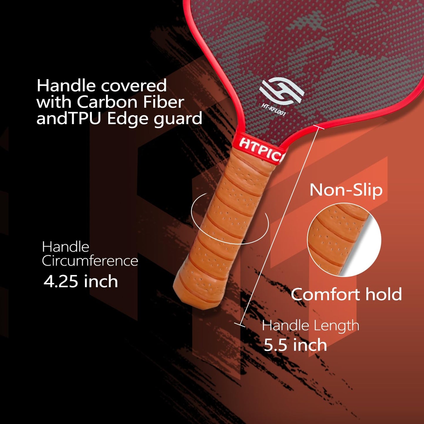 Pickleball Paddles, Professional Carbon Fiber Pickleball Paddle with 16mm Strong Honeycomb Core Designed for Ultimate Spin & Consistency