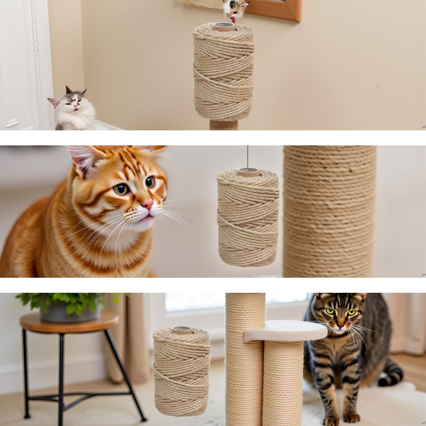 Dokumaru 1/5 in (5 mm) X 100 Ft (30 Meters) Jute Twine Rope String for Home Decorating, Cat Scratcher Post Tree, DIY Arts Crafts, Garden, Binding, Packing Material