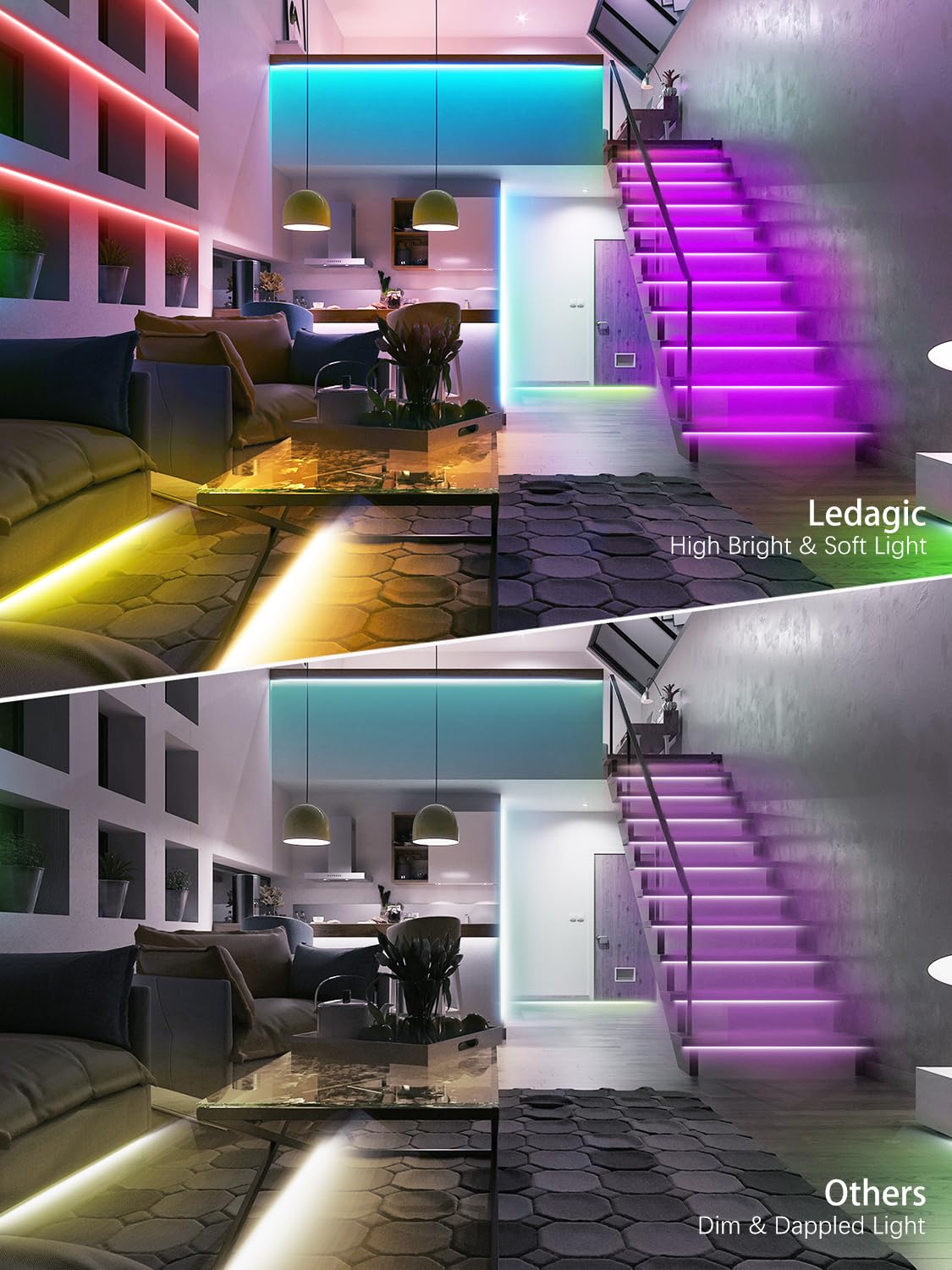 NBBUFF 32.8FT LED Lights for Bedroom 300LEDs Super Bright RGB LED Strips Lights with Remote and APP Control, Music Sync Color Changing LED Light Strip, Tape Lights for Living Room, Gaming Accessories