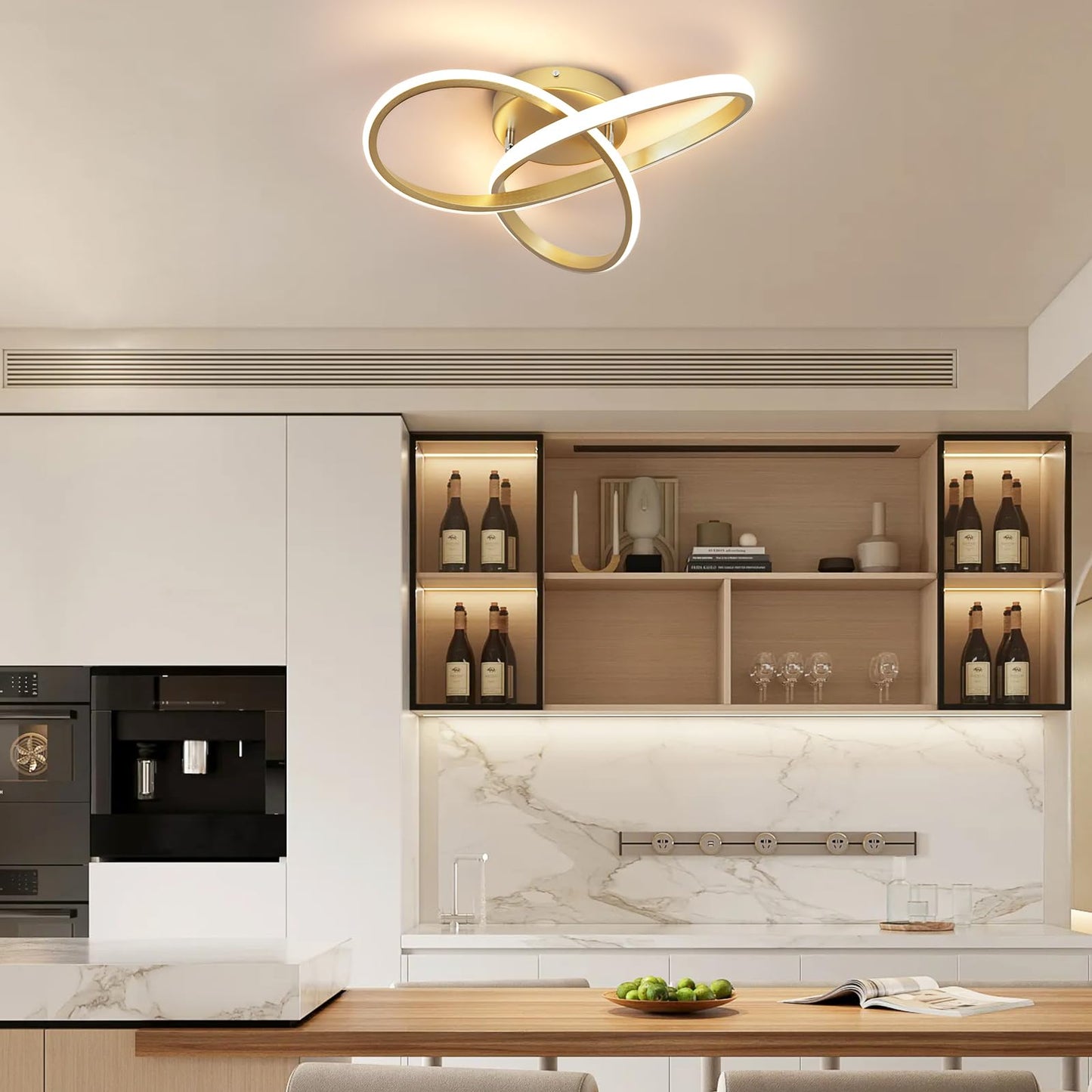 CANEOE Modern Led Ceiling Light,Dimmable Close to Ceiling Light with Remote Control Gold Flush Mount Ceiling Lamp for Bedroom Living Room Kitchen Laundry Room Lamp Lighting Fixtures