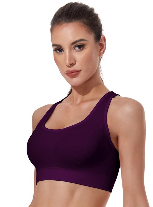 GXXGE Sports Bras for Women High Support Adjustable Straps Padded Cross Back Sport Bra for Workout Yoga Running Gym Black White OrangeRed DeepPurple Purple Grey 3X-Large