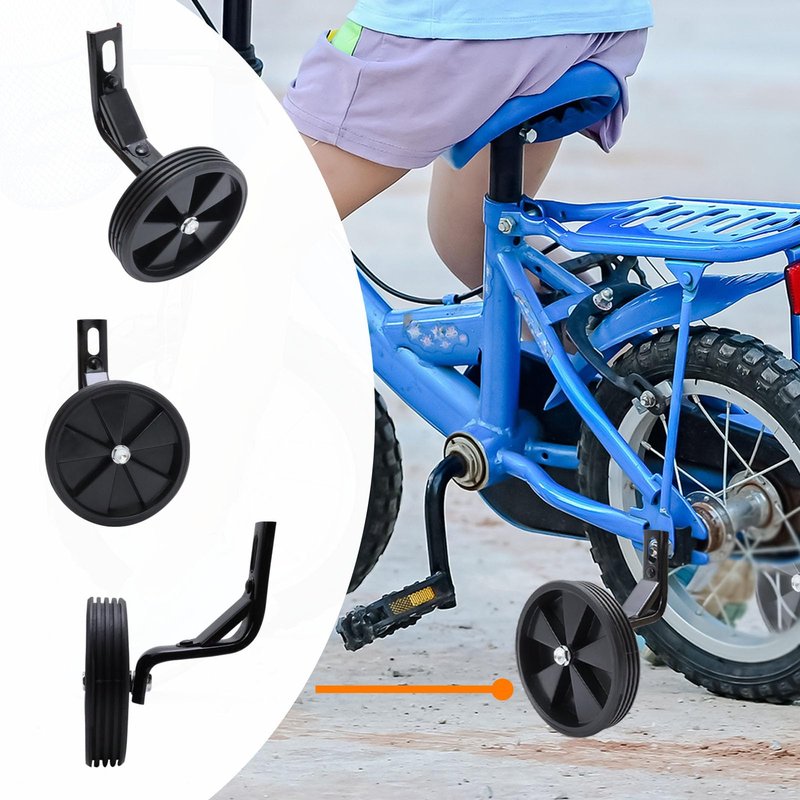 Tsnamay Pair of Black Bicycle Auxiliary Wheel Children's Bicycle Accessories For 14 Inch,Training Wheels